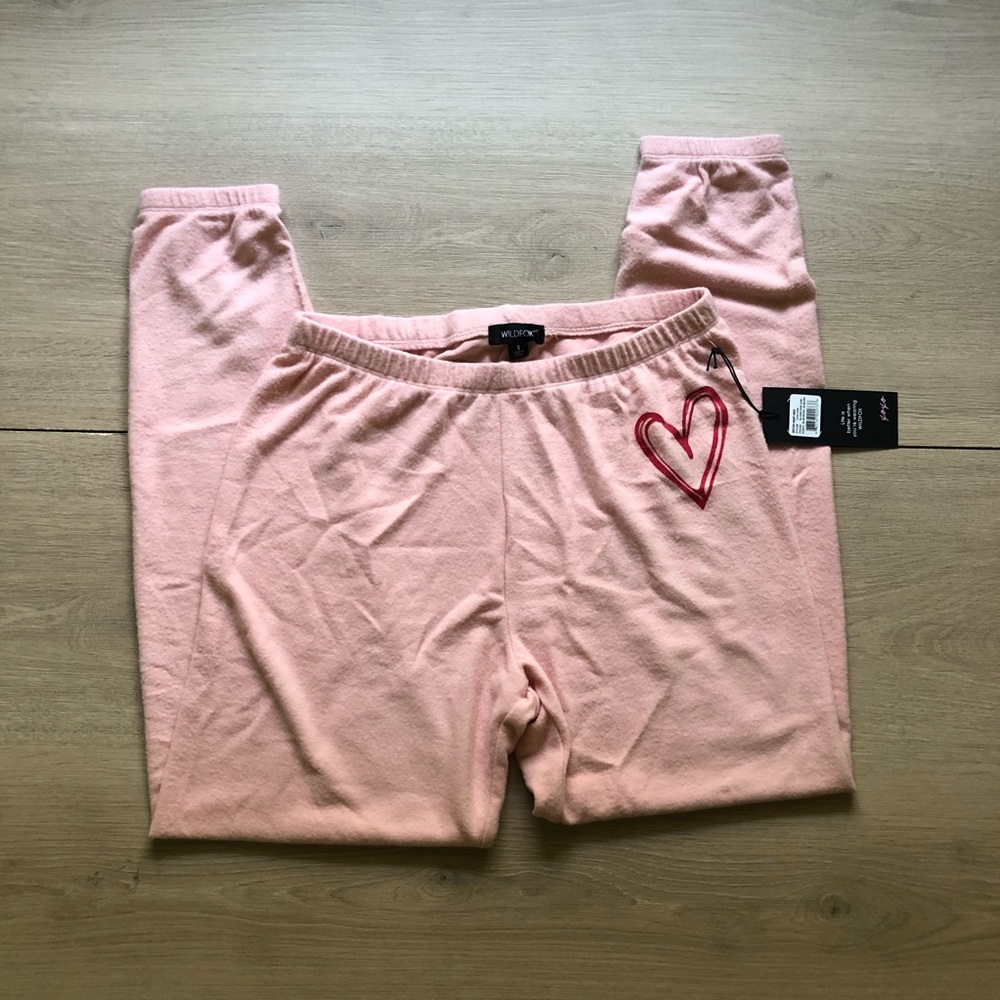 Wildfox | Pink Knox Sketchy Heart Fleece Sweatpant